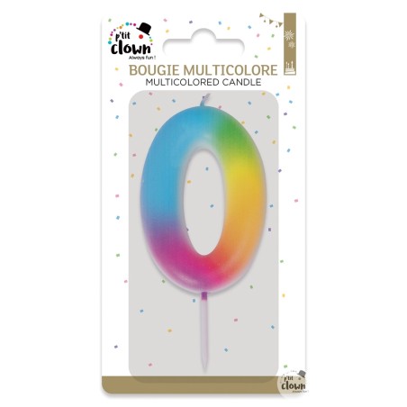 BOUGIE MULTICOLORE CHIFFRE 0