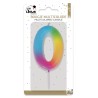 BOUGIE MULTICOLORE CHIFFRE 0