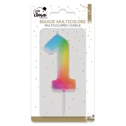 BOUGIE MULTICOLORE CHIFFRE 1