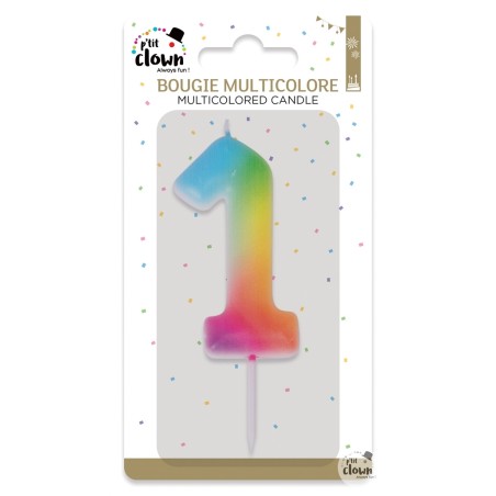 BOUGIE MULTICOLORE CHIFFRE 1