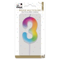 BOUGIE MULTICOLORE CHIFFRE 3