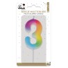 BOUGIE MULTICOLORE CHIFFRE 3