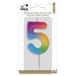 BOUGIE MULTICOLORE CHIFFRE 5