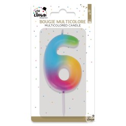 BOUGIE MULTICOLORE CHIFFRE 6