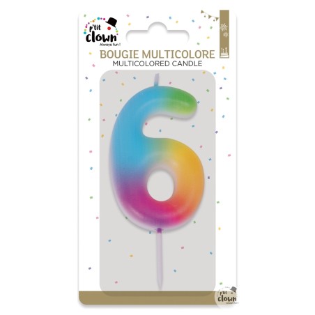 BOUGIE MULTICOLORE CHIFFRE 6