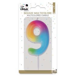 BOUGIE MULTICOLORE CHIFFRE 9