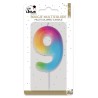 BOUGIE MULTICOLORE CHIFFRE 9
