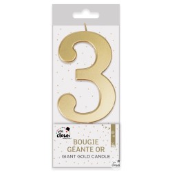 BOUGIE GEANTE OR CHIFFRE 3