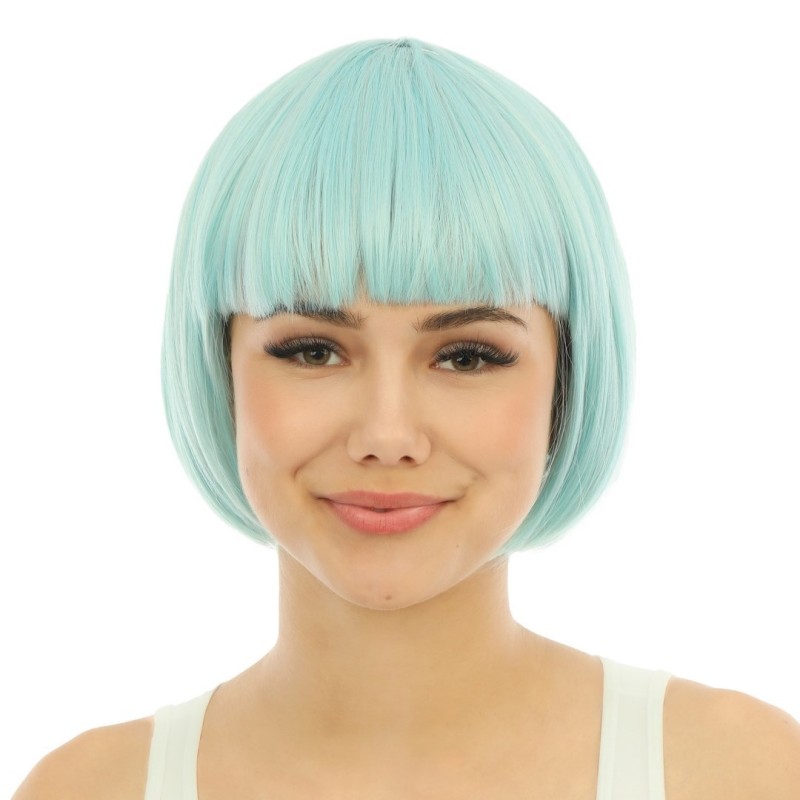 PERRUQUE CABARET CHEVEUX CARRE COURT BLEU CIEL AVEC FRANGE PERRUQUE CABARET CHEVEUX CARRE COURT BLEU CIEL AVEC FRANGE