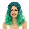 PERRUQUE CHEVEUX LONGS BOUCLES VERT DEGRADE  SANS FRANGE