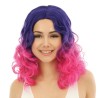 PERRUQUE CHEVEUX LONGS BOUCLES VIOLET ET ROSE SANS FRANGE