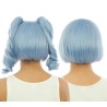 PERRUQUE CHEVEUX CARRE COURT BLEU CIEL AVEC COUETTES DETACHABLES ET FRANGE
