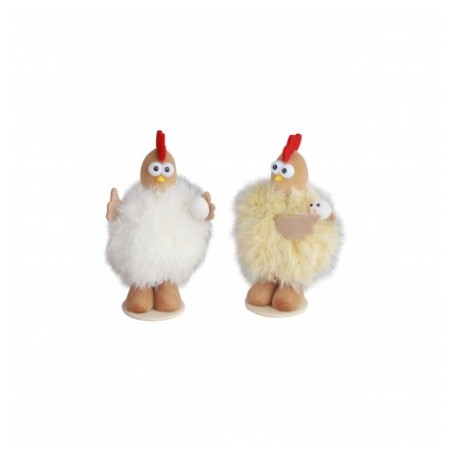 1 POULE HUMORISTIQUE FOURRURE PM  8CM X 6CM X 14CM