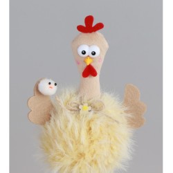 1 POULE HUMORISTIQUE FOURRURE GM ENV 11CM X 7CM X 21CM