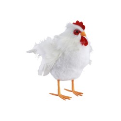 POULE BLANCHE PLUMES PM 20CM X 12CM X 20CM
