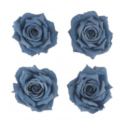 4 TETES DE ROSE BLEU DENIM DIA 9.5CM X 5.5CM
