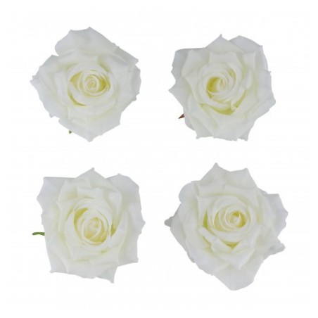 4 TETES DE ROSE IVOIRE DIA 9.5CM X 5.5CM