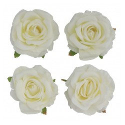 4 TETES DE ROSE IVOIRE DIA 11CM X 6CM