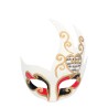LOUP OU DEMI-MASQUE VENISE BLANC NOIR ET ROUGE NOTES DE MUSIQUE ASSYMETRIQUE