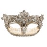 LOUP OU DEMI-MASQUE VENISE BAROQUE BLANC CASSE DENTELLE ET STRASS