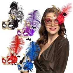 DEMI MASQUE OU LOUP BLEU ET OR ROUGE ET OR NOIR ET OR ASSYMETRIQUE