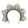 TIARE COURONNE DIADEME HALO ASTRA NOIR OR ET PERLES