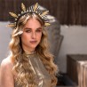 TIARE COURONNE DIADEME HALO ASTRA NOIR OR ET PERLES