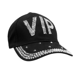 CASQUETTE NOIRE SEQUIN ARGENT VIP