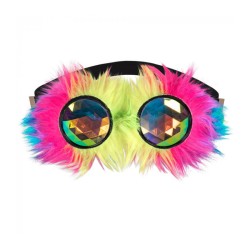 LUNETTES D'AVIATEUR AVEC FOURRURE MULTICOULEURS PARTY RAVE