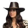 CHAPEAU WESTERN COW BOY NOIR SIMILI CUIR OUTBACK
