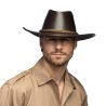 CHAPEAU WESTERN COW BOY NOIR SIMILI CUIR OUTBACK