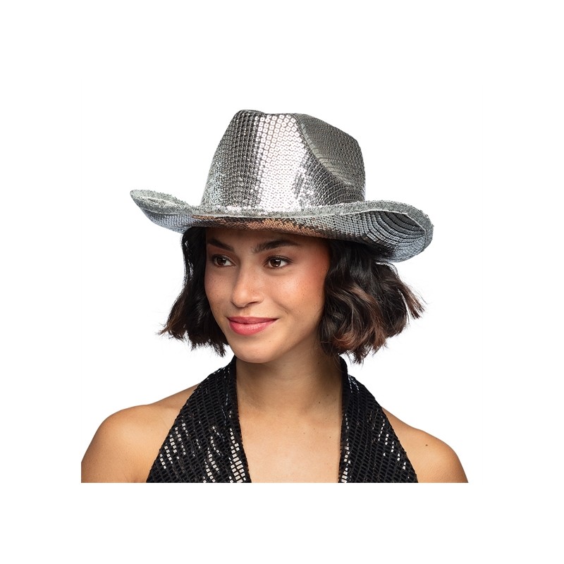 CHAPEAU WESTERN GROOVY ARGENT DISCO SEQUIN CHAPEAU WESTERN GROOVY ARGENT DISCO SEQUIN
