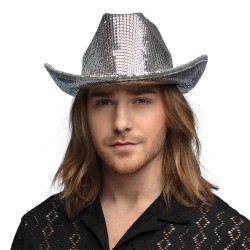 CHAPEAU WESTERN GROOVY ARGENT DISCO SEQUIN
