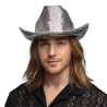 CHAPEAU WESTERN GROOVY ARGENT DISCO SEQUIN