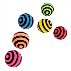 6  BALLES REBONDISSANTES ARC-EN-CIEL RAYEES 3 CM 