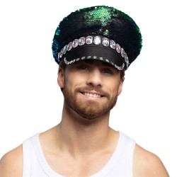CASQUETTE SEQUIN NOIR AQUA SANDY CANDY