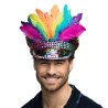 CASQUETTE RAINBOW CHIEF SEQUINS MULTICOLORES AVEC PLUMES