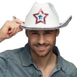 CHAPEAU WESTERN COW BOY BLANC RODEO STAR ETOILE USA