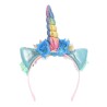 SERRE-TETE OU TIARE LICORNE FLEURS BLEUES AQUA