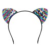 SERRE-TETE CHAT NOIR SEQUINS MULTICOLORES ARC EN CIEL