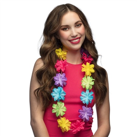 COLLIER HAWAIIEN FLEURS MULTICOLORES