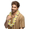 COLLIER HAWAIIEN FLEURS HIBISCUS BLANC ET JAUNE