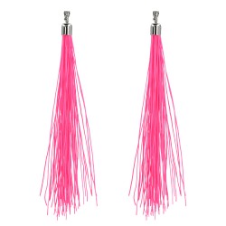 BOUCLES D'OREILLES A FRANGES ROSES FLUO