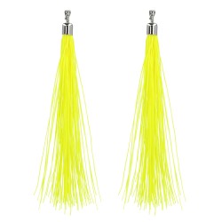 BOUCLES D'OREILLES A FRANGES JAUNE FLUO