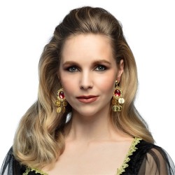 BOUCLES D'OREILLES OR PIERRES RUBY ROUGE