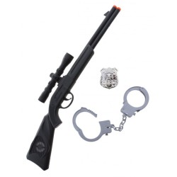 KIT OU SET POLICE MENOTTES FUSIL BADGE