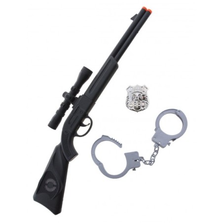 KIT OU SET POLICE MENOTTES FUSIL BADGE