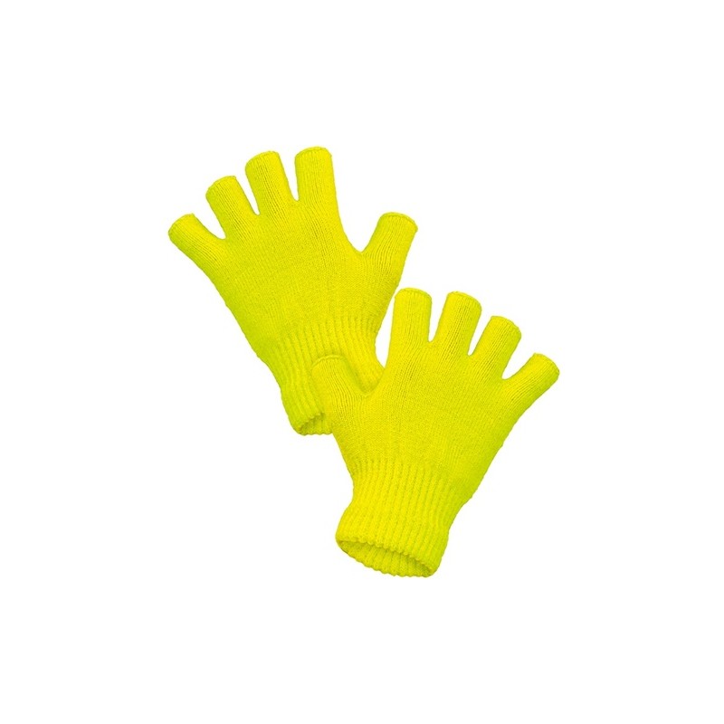 GANTS SANS DOIGT OU MITAINES JAUNE FLUO 