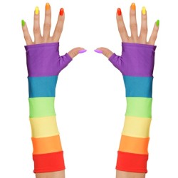 GANTS SANS DOIGT OU MITAINES ARC EN CIEL 33 CM