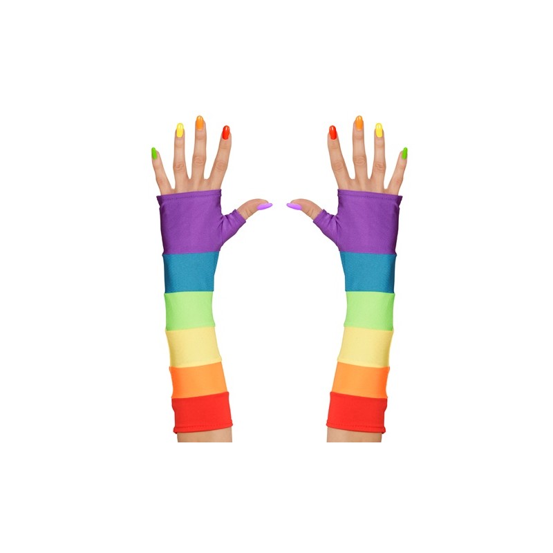 GANTS SANS DOIGT OU MITAINES ARC EN CIEL 33 CM GANTS SANS DOIGT OU MITAINES ARC EN CIEL 33 CM